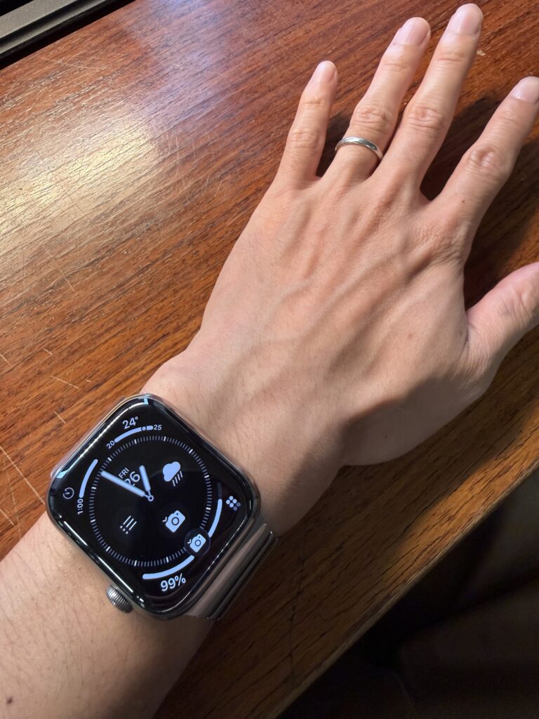 Apple Watch Series 7 Titanium's  finish closely matches my wedding ring