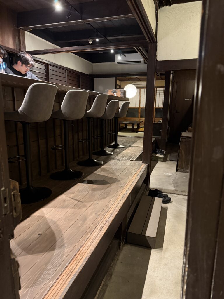 Interior of the 100-year-old Kyoto machiya housing SAKE BAR SHIZIMA