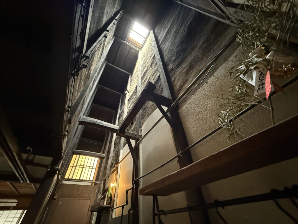 Traditional high ceiling inside a 100-year-old Kyoto machiya