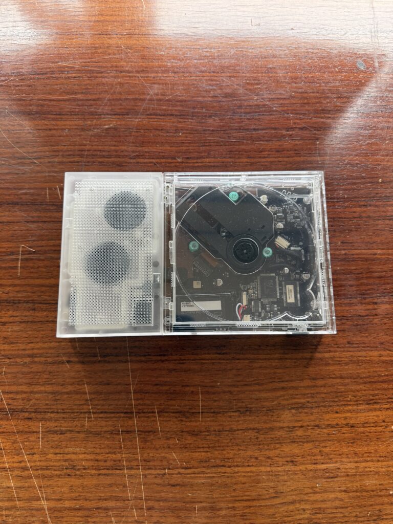 km5 CD2 transparent CD player with a CD inside