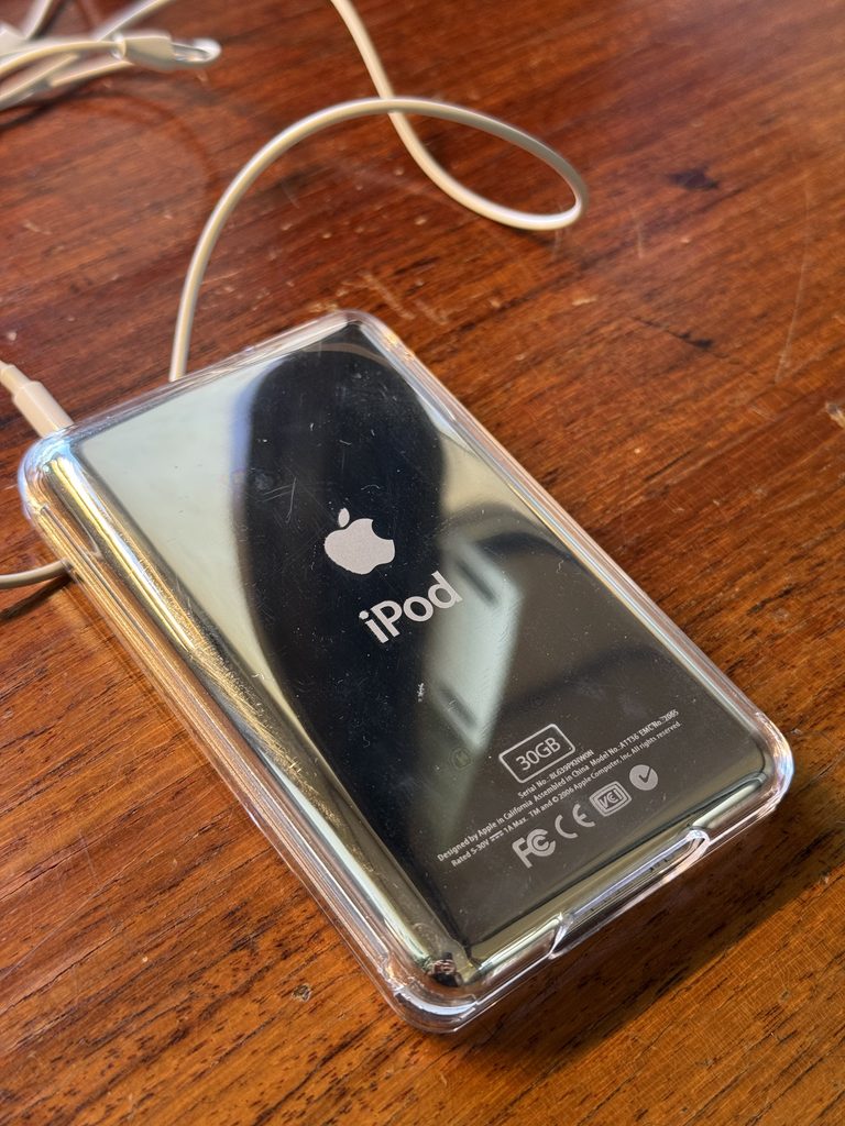 iPod Classic 5th generation in a clear protective case