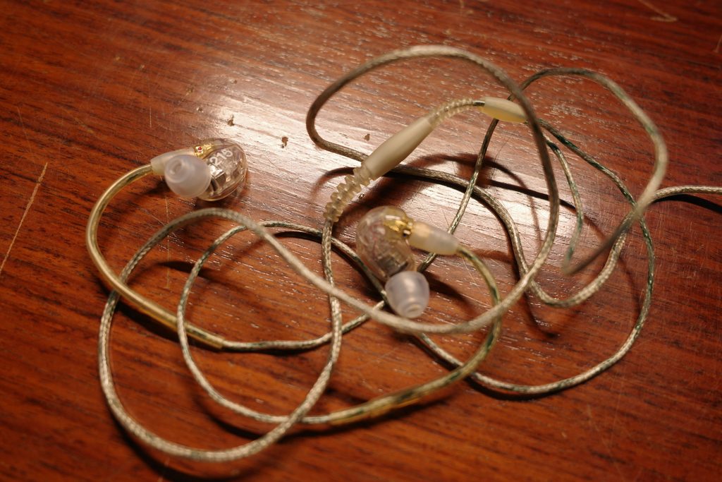 Green corrosion on the cable of a used Shure SE215