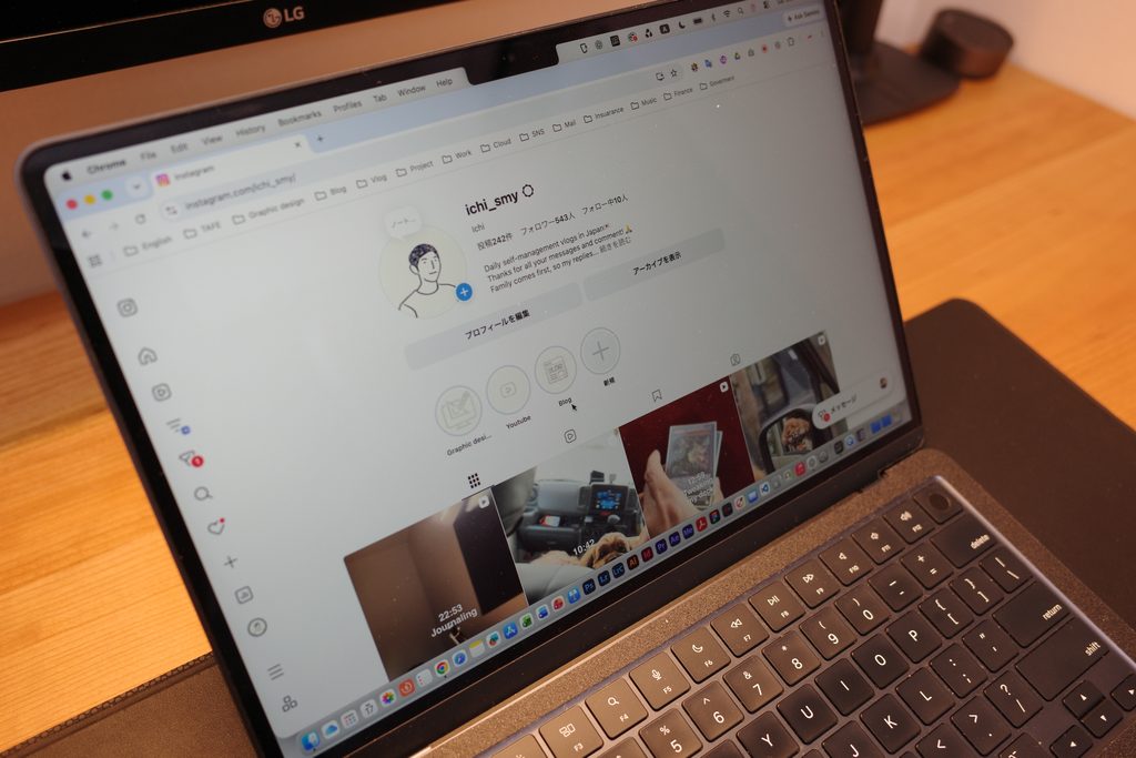 Instagram open in a desktop browser on my home desk
